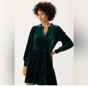 1. State Green Long Sleeve Velvet Dress sz Large-beautiful Emerald Green